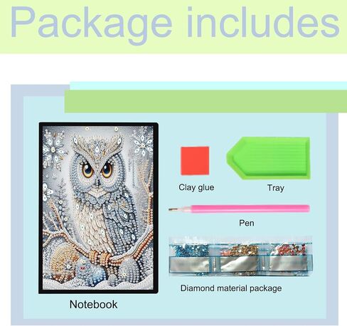 TDFERAN Diamond Painting Notebook A5 Blank Christmas Diamond Painting Notebooks Diamond Art Journals Secret Diary Sketchbook for Adults Sketchbook Cross Stitch Books Owl in Saudi Arabia