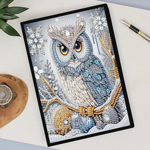 TDFERAN Diamond Painting Notebook A5 Blank Christmas Diamond Painting Notebooks Diamond Art Journals Secret Diary Sketchbook for Adults Sketchbook Cross Stitch Books Owl in Saudi Arabia