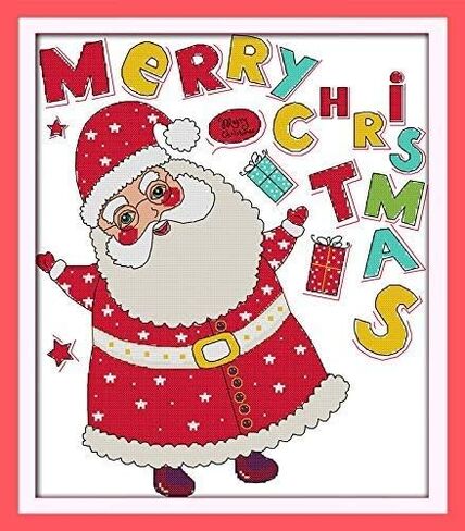 Happy Forever Cross Stitch Kits 11CT Stamped Patterns for Kids and Adults, DIY Preprinted Embroidery kit for Beginner, Christmas Celebration (K991 Merry Christmas, Size 21''x8'') in Kuwait