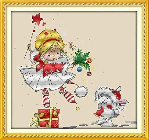 Happy Forever Cross Stitch Kits 11CT Stamped Patterns for Kids and Adults, DIY Preprinted Embroidery kit for Beginner, Christmas Celebration (K991 Merry Christmas, Size 21''x8'') in Kuwait