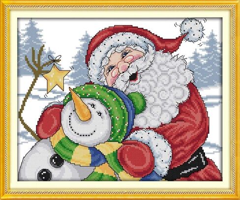 Happy Forever Cross Stitch Kits 11CT Stamped Patterns for Kids and Adults, DIY Preprinted Embroidery kit for Beginner, Christmas Celebration (K991 Merry Christmas, Size 21''x8'') in Kuwait