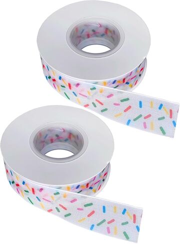 2-roll حلوى قصب الشريط المجردة ، وشرائط رش الكعكة الملونة شرائط 25 ياردة بوليستر حرفة لصنع القوس ، وإكليل الزهور ، ولف هدايا عيد الميلاد in Kuwait