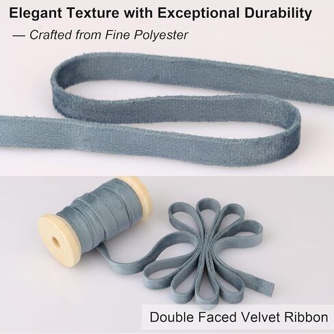 Velvet Ribbon Set - 3/8" x 20Yd, 4 Rolls Double Faced on Wooden Spool for Gift Wrapping, Christmas Decoration, Wreaths, Bows Making (Dusty Green-Brown-Khaki-Nude) Febwind in Kuwait