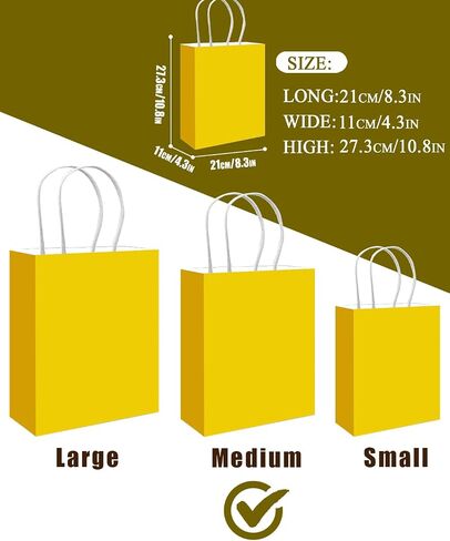 أكياس هدايا من Qiqee 50-Packs مع مقابض كبيرة 8.3 "× 3" × 6 "أكياس ورق صغيرة الحجم تستخدم استخدامات متعددة (صغيرة الحجم) in Saudi Arabia