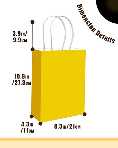 أكياس هدايا من Qiqee 50-Packs مع مقابض كبيرة 8.3 "× 3" × 6 "أكياس ورق صغيرة الحجم تستخدم استخدامات متعددة (صغيرة الحجم) in Saudi Arabia