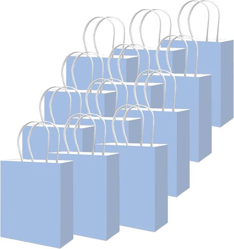 qiqee 50-Packs Brown Paper Gift Bags with Handles Bulk 8.3"x3"x 6" Small Size Paper Bags Multiple Uses(Small Size) in Saudi Arabia