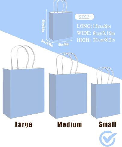 qiqee 50-Packs Brown Paper Gift Bags with Handles Bulk 8.3"x3"x 6" Small Size Paper Bags Multiple Uses(Small Size) in Saudi Arabia