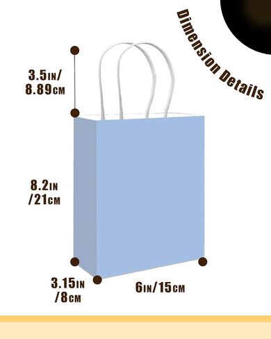 qiqee 50-Packs Brown Paper Gift Bags with Handles Bulk 8.3"x3"x 6" Small Size Paper Bags Multiple Uses(Small Size) in Saudi Arabia