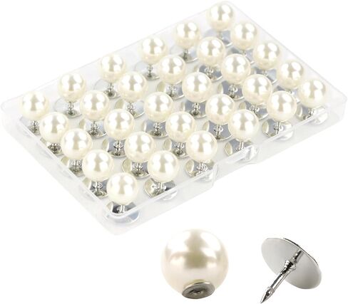 أزرار Zenglu no-sew pearl ، 30 مجموعة من دبابيس بروش قابلة لإعادة الاستخدام 2/5 بوصة للقمصان والبلوزات والفساتين والسترات الصوفية والشالات للنساء (10 مم/أبيض) in Kuwait