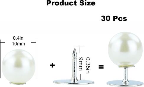 أزرار Zenglu no-sew pearl ، 30 مجموعة من دبابيس بروش قابلة لإعادة الاستخدام 2/5 بوصة للقمصان والبلوزات والفساتين والسترات الصوفية والشالات للنساء (10 مم/أبيض) in Kuwait