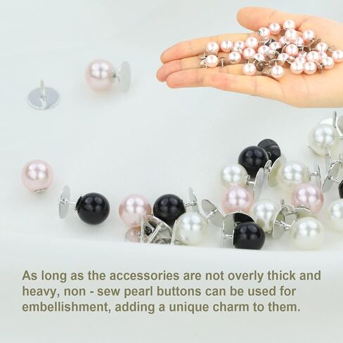 أزرار Zenglu no-sew pearl ، 30 مجموعة من دبابيس بروش قابلة لإعادة الاستخدام 2/5 بوصة للقمصان والبلوزات والفساتين والسترات الصوفية والشالات للنساء (10 مم/أبيض) in Kuwait