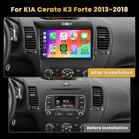 Hkity Android Car Stereo لـ 2013-2018 KIA Cerato K3 Forte Radio 2+64GB 9 بوصة تعمل باللمس راديو السيارة اللاسلكي Carplay Android Auto Support GPS Navigation WiFi Bluetooth FM EQ كاميرا احتياطية in Saudi Arabia