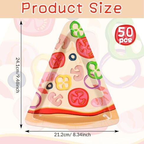 50Pcs Pizza Party Paper Plates Pizza Birthday Party Decorations Pizzas Tableware Dinnerware Set Italian Pizzas Dessert Plate for Birthday Baby Shower Parties Favor Supplies in Saudi Arabia