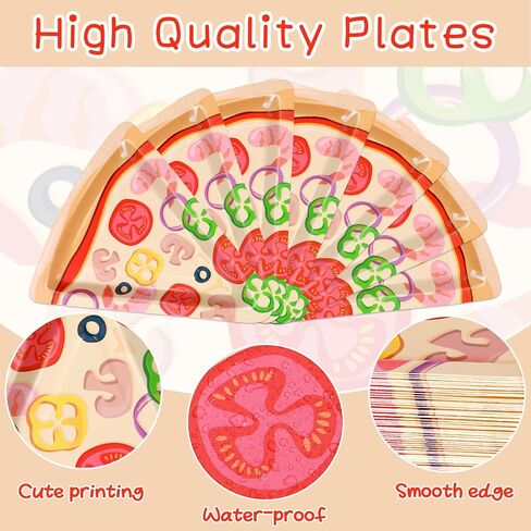 50Pcs Pizza Party Paper Plates Pizza Birthday Party Decorations Pizzas Tableware Dinnerware Set Italian Pizzas Dessert Plate for Birthday Baby Shower Parties Favor Supplies in Saudi Arabia
