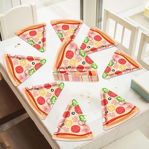 50Pcs Pizza Party Paper Plates Pizza Birthday Party Decorations Pizzas Tableware Dinnerware Set Italian Pizzas Dessert Plate for Birthday Baby Shower Parties Favor Supplies in Saudi Arabia