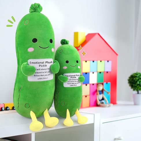 مخلل أفخم عاطفي ، حيوان محشوة بالحيوان -2.6 بوصة خيار خيار محشوة بالكلمات الإيجابية ، هدايا عيد ميلاد Kawaii Plush ، وسادة خضار لطيفة للأطفال للبالغين in Kuwait