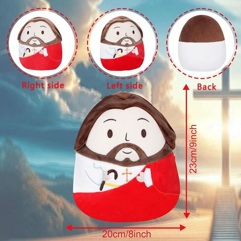 Jesus Plush Pillow Stuffed Animal - Jesus Doll with Cross Prayer Staff Perfect Christian Easter Gifts for Kids Adults Purple 10 Inch in Kuwait