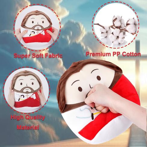 Jesus Plush Pillow Stuffed Animal - Jesus Doll with Cross Prayer Staff Perfect Christian Easter Gifts for Kids Adults Purple 10 Inch in Kuwait