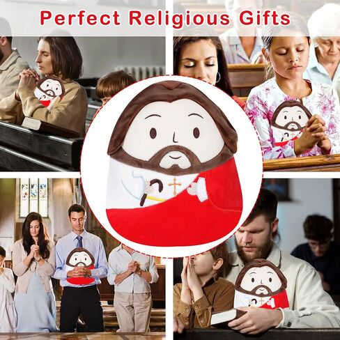 Jesus Plush Pillow Stuffed Animal - Jesus Doll with Cross Prayer Staff Perfect Christian Easter Gifts for Kids Adults Purple 10 Inch in Kuwait