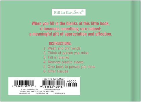 Knock Knock Why I Miss You Fill in the Love Book Fill-in-the-Blank Gift Journal in Saudi Arabia