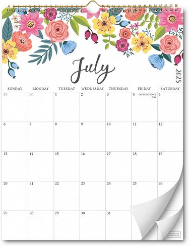 S&O Vertical Floral Wall Calendar from July 2025-Dec 2026 - Tear-Off Monthly Calendar - 18 Month Academic Wall Planner - Hanging Organizer to Track Anniversaries & Appointments - 13.5"x10.5"in in Saudi Arabia