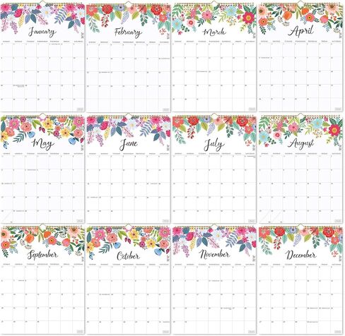 S&O Vertical Floral Wall Calendar from July 2025-Dec 2026 - Tear-Off Monthly Calendar - 18 Month Academic Wall Planner - Hanging Organizer to Track Anniversaries & Appointments - 13.5"x10.5"in in Saudi Arabia