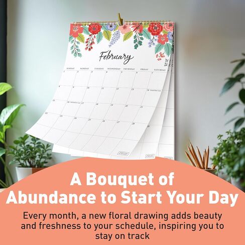 S&O Vertical Floral Wall Calendar from July 2025-Dec 2026 - Tear-Off Monthly Calendar - 18 Month Academic Wall Planner - Hanging Organizer to Track Anniversaries & Appointments - 13.5"x10.5"in in Saudi Arabia