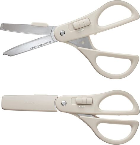 KOKUYO 2-Way All Purpose Scissor, HAKO-AKE Heavy Duty Regular Size Travel Scissors, Stainless Steel Blade Multiple Purpose Craft Scissor Box Cutter for Office, Travel and Home. Off-White (HASA-P412LM) in Saudi Arabia