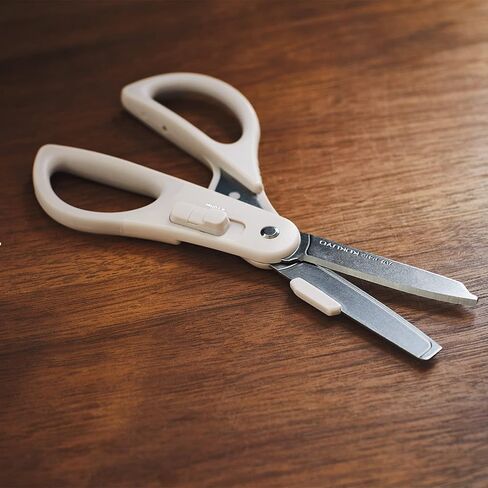 KOKUYO 2-Way All Purpose Scissor, HAKO-AKE Heavy Duty Regular Size Travel Scissors, Stainless Steel Blade Multiple Purpose Craft Scissor Box Cutter for Office, Travel and Home. Off-White (HASA-P412LM) in Saudi Arabia