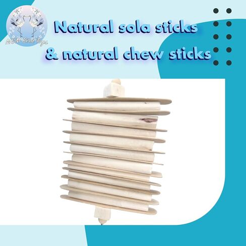 1116 مكدس Sola Stick الطبيعي - لعبة قفص الطيور المعلقة يدويًا ، عصي خشب سولا الطبيعية ، العصي الخشبية الطبيعية ، الأجزاء يمكن أن تتحول إلى الوسط ، ومضغ المرح للطيور الصغيرة والمتوسطة الحجم in Kuwait