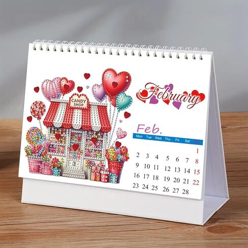 2026 DIY Diamond Art Desk Calendar التصميم الإبداعي تقويم الورق الكثيف مع قائمة الحلي اللوحة الفنية الماسية in Saudi Arabia