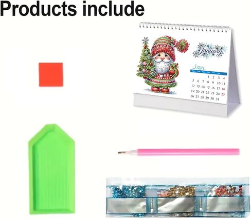 2026 DIY Diamond Art Desk Calendar التصميم الإبداعي تقويم الورق الكثيف مع قائمة الحلي اللوحة الفنية الماسية in Saudi Arabia