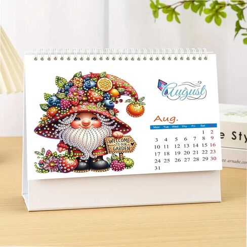 2026 DIY Diamond Art Desk Calendar التصميم الإبداعي تقويم الورق الكثيف مع قائمة الحلي اللوحة الفنية الماسية in Saudi Arabia