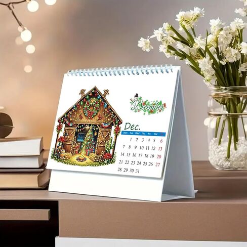2026 DIY Diamond Art Desk Calendar التصميم الإبداعي تقويم الورق الكثيف مع قائمة الحلي اللوحة الفنية الماسية in Saudi Arabia