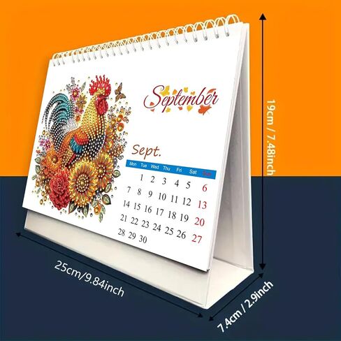 2026 DIY Diamond Art Desk Calendar التصميم الإبداعي تقويم الورق الكثيف مع قائمة الحلي اللوحة الفنية الماسية in Saudi Arabia