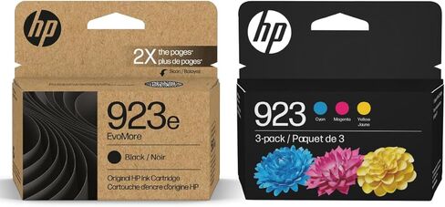 HP 923E EVOMORE Black Original Ink Cartridge (1 pack) و 923 Cyan/Magenta/Yellow Standard Rivel Cartridges (3 pack) bundle in Kuwait