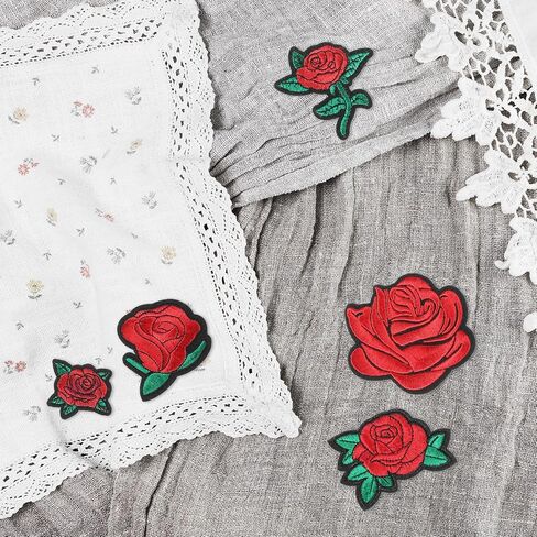 28 Pcs Rose Iron on Patches Flower Embroidery Patches Beautiful Embroidered Applique Sewing Patch for Hats Clothing T-Shirt Backpacks Jeans Jackets Decorations in Saudi Arabia