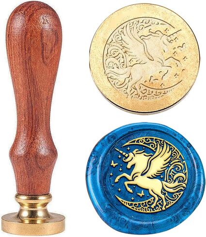 1pc ختم ختم الشمع خوام ختم Unicorn Sealing Wax Stamps 25mm قابلة للإزالة من النحاس النحاس مع مقبض خشبي لحضور حفل زفاف إلى المدرسة تعبئة هدايا عيد الشكر في المدرسة in Kuwait