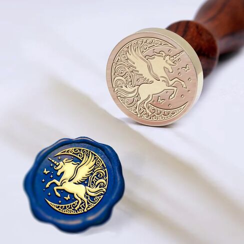1pc ختم ختم الشمع خوام ختم Unicorn Sealing Wax Stamps 25mm قابلة للإزالة من النحاس النحاس مع مقبض خشبي لحضور حفل زفاف إلى المدرسة تعبئة هدايا عيد الشكر في المدرسة in Kuwait