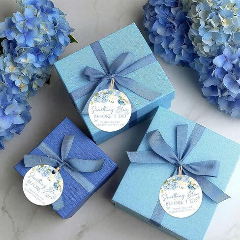 Something Blue Before I Do Bridal Shower Decorations, 50Pcs Dusty Blue Hydrangea Thank You Tags Round Floral Gift Tags with String for Women Wedding Engagement Bachelorette Party Supplies in Kuwait