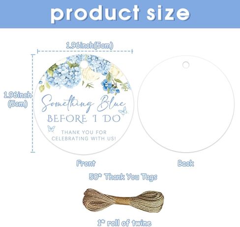 Something Blue Before I Do Bridal Shower Decorations, 50Pcs Dusty Blue Hydrangea Thank You Tags Round Floral Gift Tags with String for Women Wedding Engagement Bachelorette Party Supplies in Kuwait