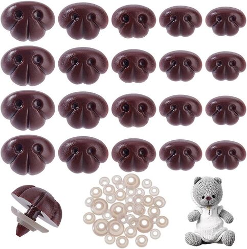 AHANDMAKER 60 PCS 5 Styles Craft Safety Noses, Brown Craft Nose with Spacer 13mm 15mm 15.5mm 18.5mm 21.5mm for Amigurumi Crochet Bears Puppet Stuffed Animals Doll Making in Saudi Arabia
