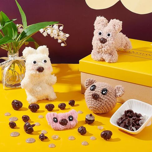 AHANDMAKER 60 PCS 5 Styles Craft Safety Noses, Brown Craft Nose with Spacer 13mm 15mm 15.5mm 18.5mm 21.5mm for Amigurumi Crochet Bears Puppet Stuffed Animals Doll Making in Saudi Arabia