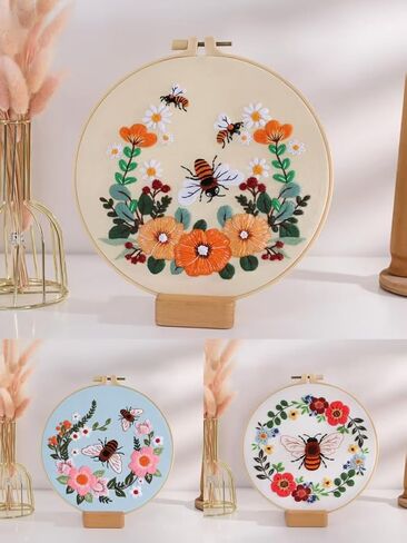 3 Pack Bees Flowers مجموعة تطريز للبالغين المبتدئين ، وتشمل تعليمات واضحة ، طوق للتطريز ، أنماط مختومة ، مؤشرات ترابط ملونة ، أدوات. in Saudi Arabia