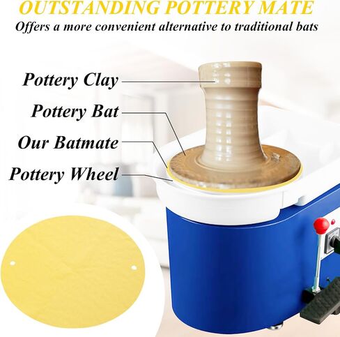 2 PCS 12 بوصة BATMATY للفخار والسيراميك ، BATMATY للسيراميك والفخار ، القماش الطين المستدير ، لأدوات Potterys وملحقات الماكينة ، الأصفر in Kuwait