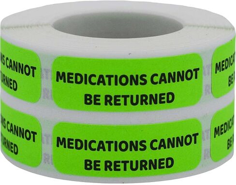 Medications Cannot Be Returned Medical Healthcare Labels, 0.5 x 1.5 Inch Rectangle, 500 Total Labels in Saudi Arabia