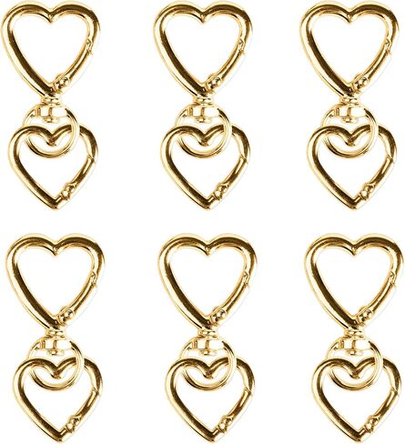 WTYONZEL 6SET دوارة المشبك ، شكل قلب مقطع سلسلة مفاتيح فتحة مزدوجة ، دوار زنبرك سفن لمشابك المجوهرات ، الحرف اليدوية ، صنع الحبل (الذهب) in Kuwait