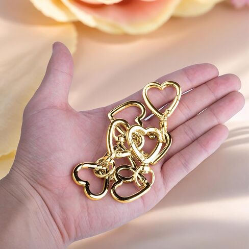 WTYONZEL 6SET دوارة المشبك ، شكل قلب مقطع سلسلة مفاتيح فتحة مزدوجة ، دوار زنبرك سفن لمشابك المجوهرات ، الحرف اليدوية ، صنع الحبل (الذهب) in Kuwait