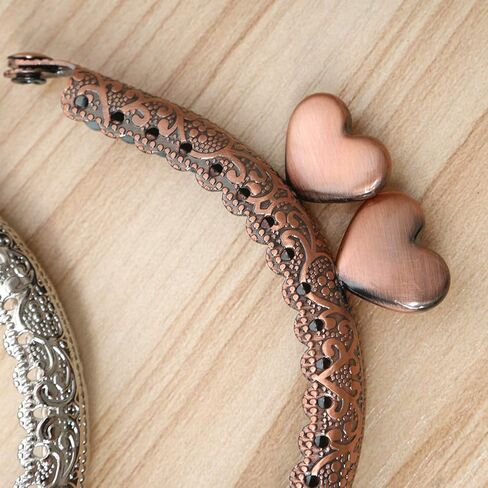 VEIREN 5 Pieces Metal Coin Purse Frames Classic Semicircular Antique Lace Embossed Heart Shape Head Kiss Clasp Lock for DIY Craft Making Clutch Bag Handle Handbag Wallet Sewing Hardware Accessories in Saudi Arabia