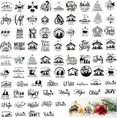96Pcs Christmas Nativity Decals Stickers for Crafts Vinyl Christmas Word Stickers for Glass Jars Nativity Mason Jar Decals Sticker for Ornaments Ball Glass Cup Bottle Decor(love96) in Saudi Arabia